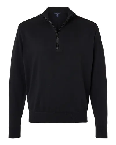 Devon & Jones Devon & Jones Men's New Classics Quarter-Zip Sweater in Black, front view