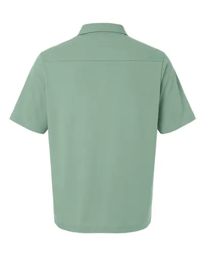Devon & Jones Devon & Jones Men's Seaton Pebble Textured Polo in Balsam Green, back view