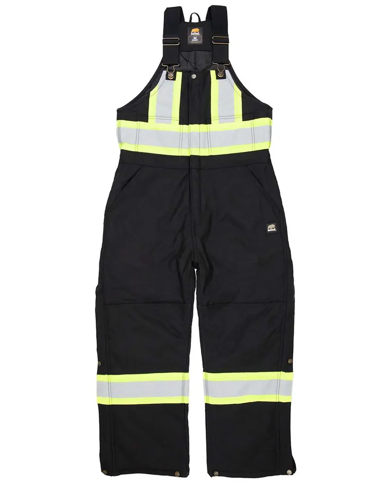 Berne Apparel Berne Apparel Safety Striped Arctic Insulated Bib Overall — Black