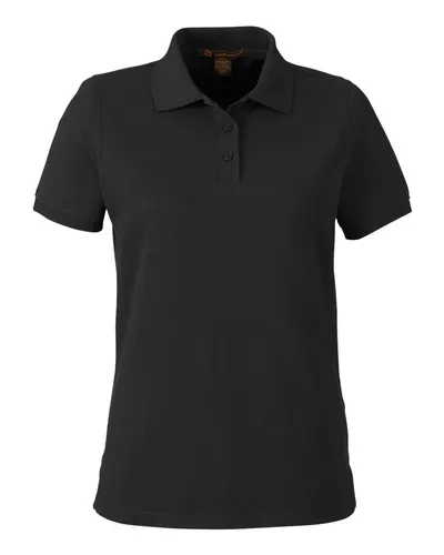 Harriton Harriton Women's Valiant Cotton Snag Protect Polo in Black, front view