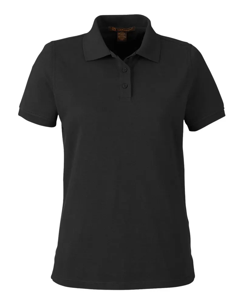 Harriton Harriton Women's Valiant Cotton Snag Protect Polo — Black