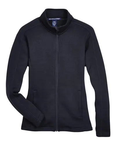 Devon & Jones Devon & Jones Women's Bristol Full-Zip Sweater Fleece Jacket in Black, front view
