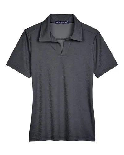 Devon & Jones Devon & Jones Women's CrownLux Performance® Address Melange Polo in Black Melange, front view