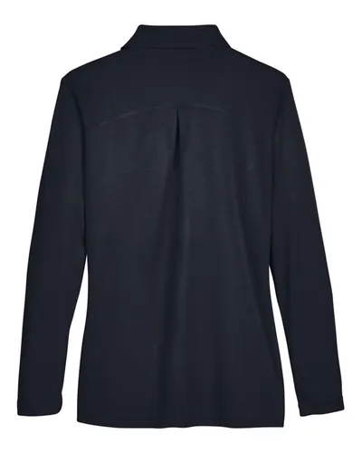 Devon & Jones Devon & Jones Women's CrownLux Performance® Plaited Long Sleeve Polo in Black, back view