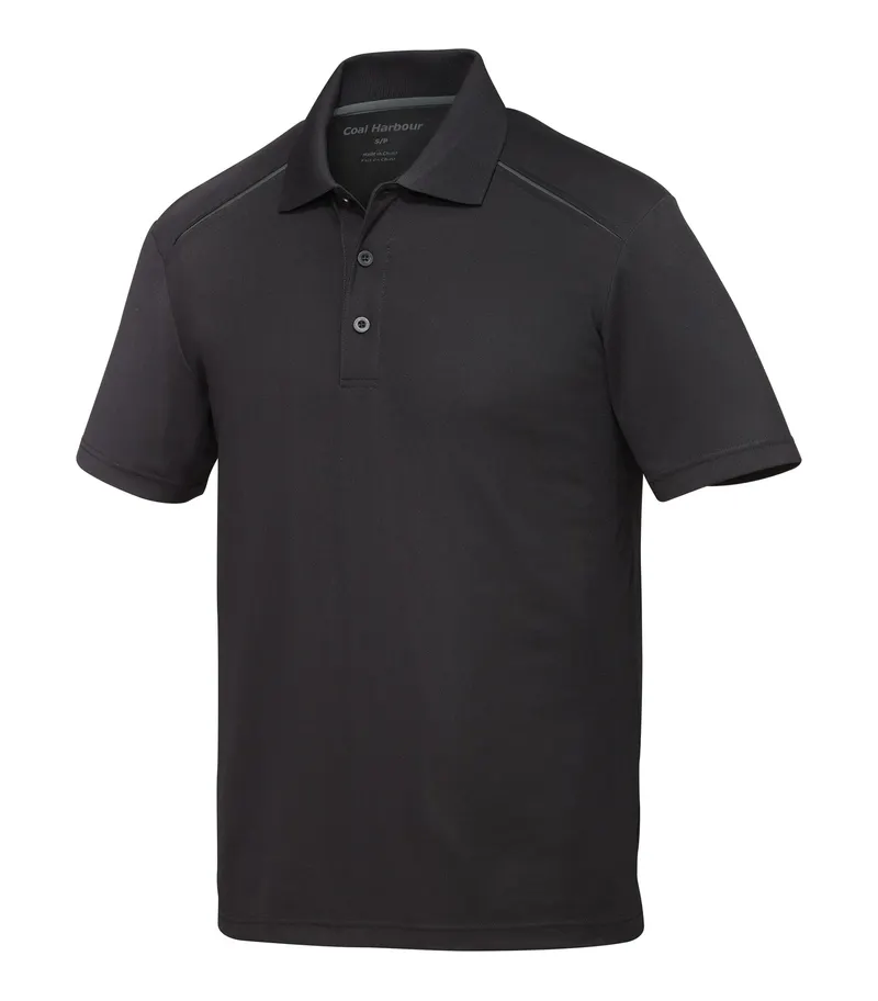 Coal Harbour® COAL HARBOUR® SNAG RESISTANT CONTRAST INSET POLO — Black/Coal Grey