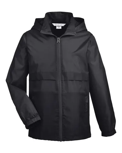Team 365 Team 365 Youth Zone Protect Lightweight Jacket in Black, front view