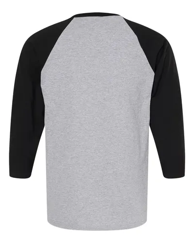 M&O M&O Raglan Three-Quarter Sleeve Baseball T-Shirt in Sport Grey/ Black, back view