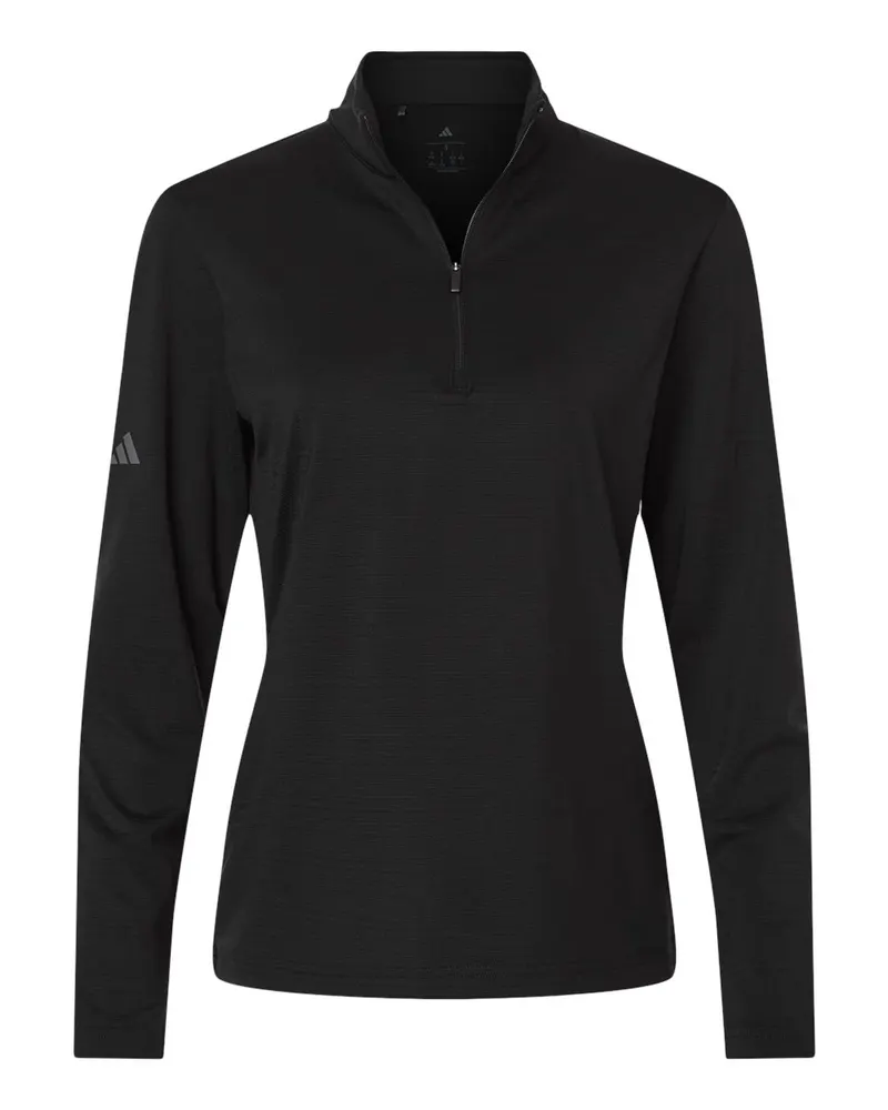 Adidas Adidas Women's Textured Stripe Quarter-Zip Pullover — Black