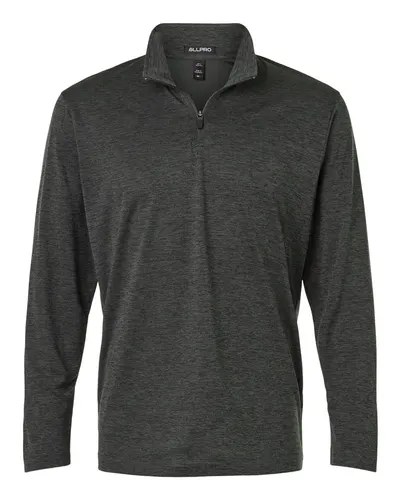 AllPro AllPro Men's Pro-Lock Performance Mélange Quarter-Zip Pullover in Black Melange, front view