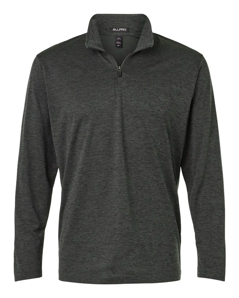 AllPro AllPro Men's Pro-Lock Performance Mélange Quarter-Zip Pullover — Black Melange