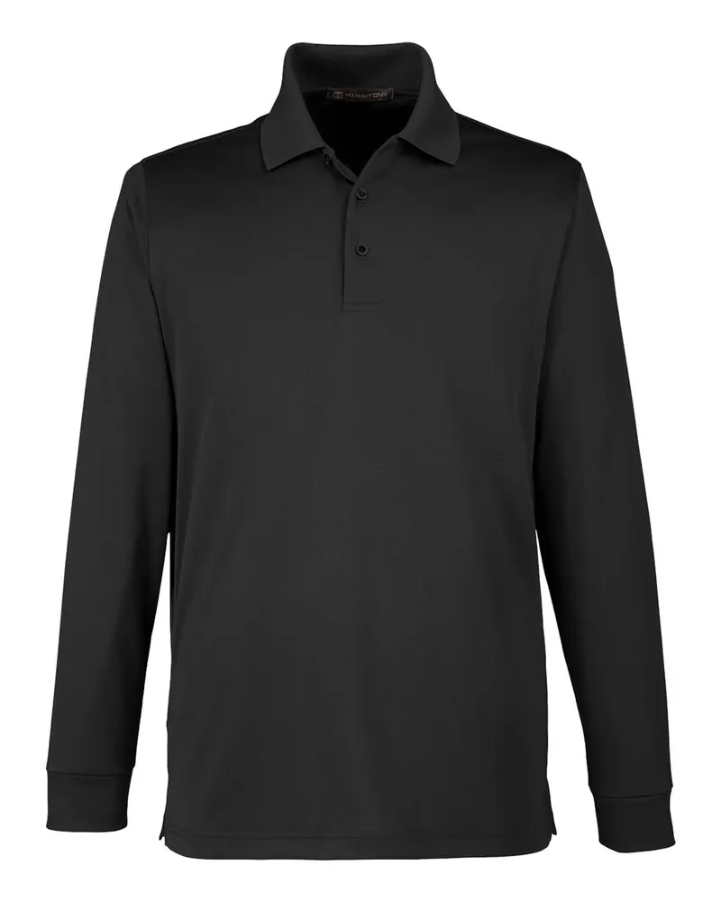 Harriton Harriton Men's Advantage Snag Protection Plus IL Long Sleeve Polo — Black