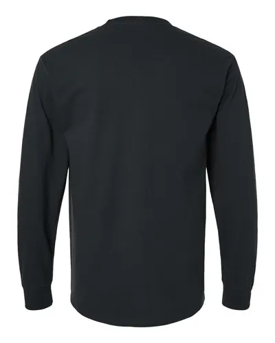 Gildan Gildan Unisex Ultra Cotton® Long Sleeve Pocket T-Shirt in Black, back view