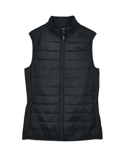 CORE365 CORE365 Women's Prevail Packable Puffer Vest in Black, front view