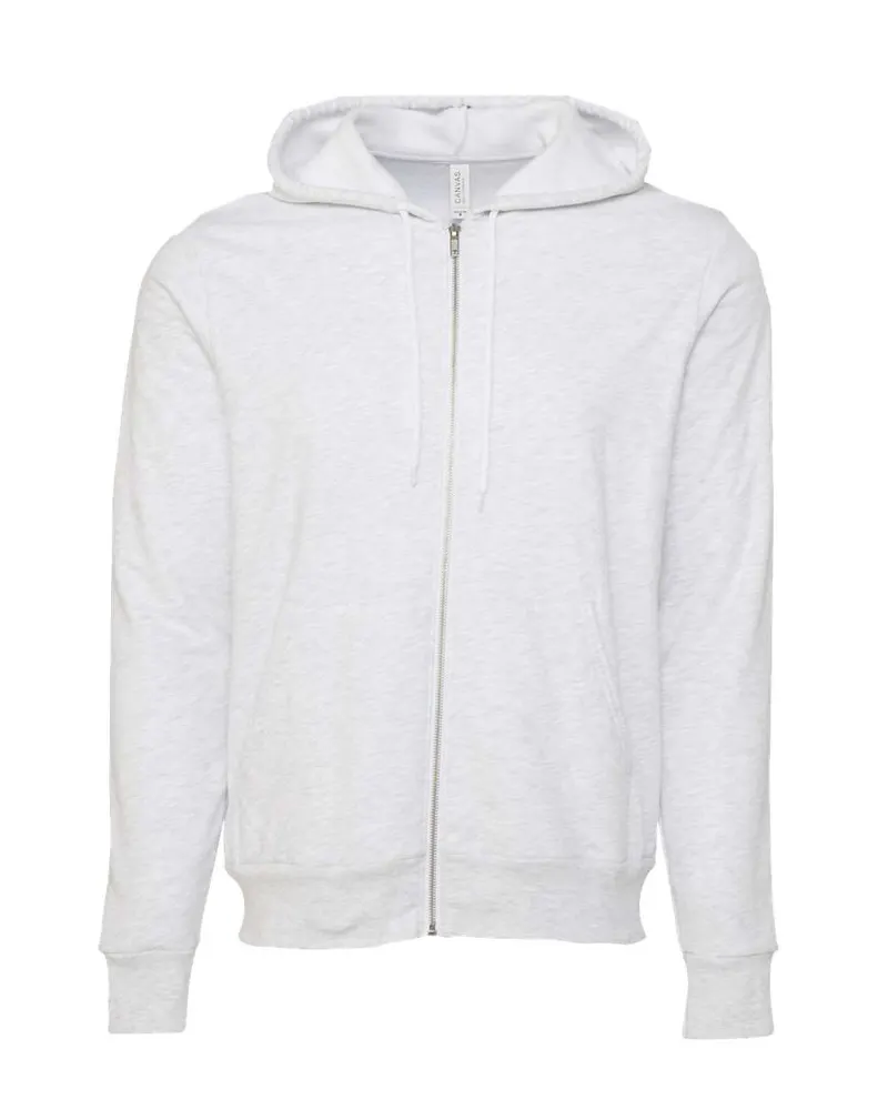 BELLA + CANVAS BELLA + CANVAS Unisex Sponge Fleece Full-Zip Hoodie Sweatshirt — Ash