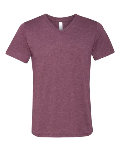 BELLA + CANVAS BELLA + CANVAS Unisex Triblend V-Neck Tee in Maroon Triblend, front view