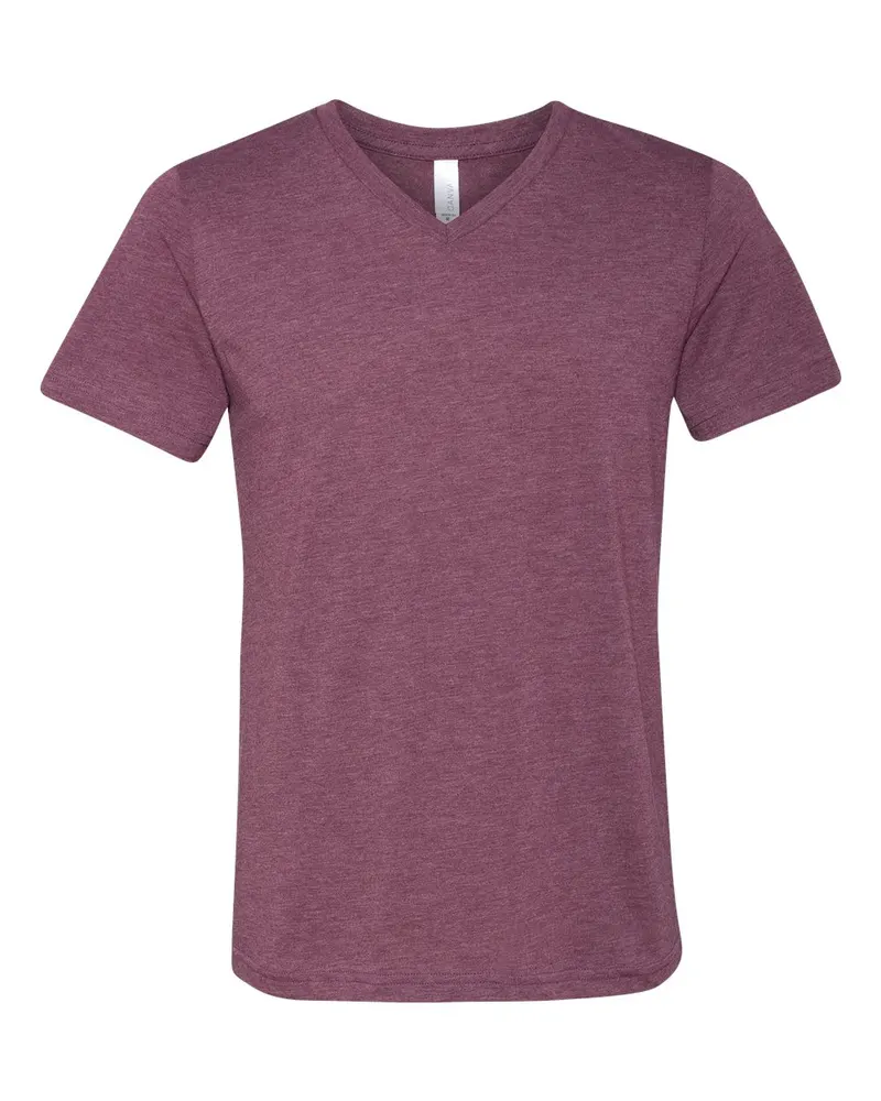 BELLA + CANVAS BELLA + CANVAS Unisex Triblend V-Neck Tee — Maroon Triblend