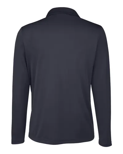 Team 365 Team 365 Women's Zone Performance Long Sleeve Polo in Black, back view