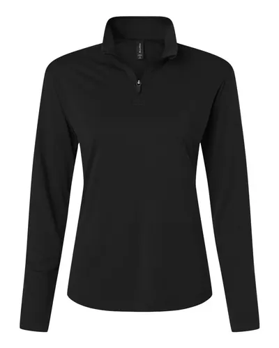 AllPro AllPro Women's Pro-Lock Performance Quarter-Zip Pullover in Black, front view