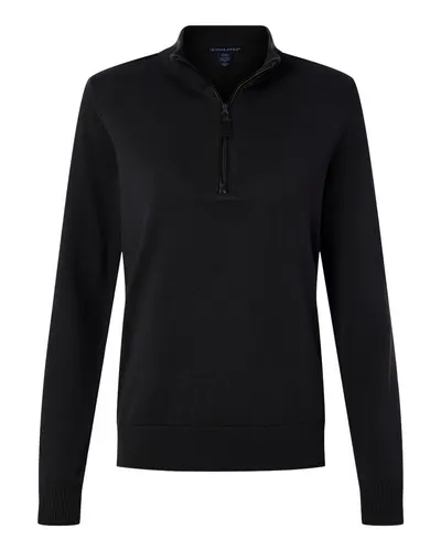 Devon & Jones Devon & Jones Women's New Classics Quarter-Zip Sweater in Black, front view