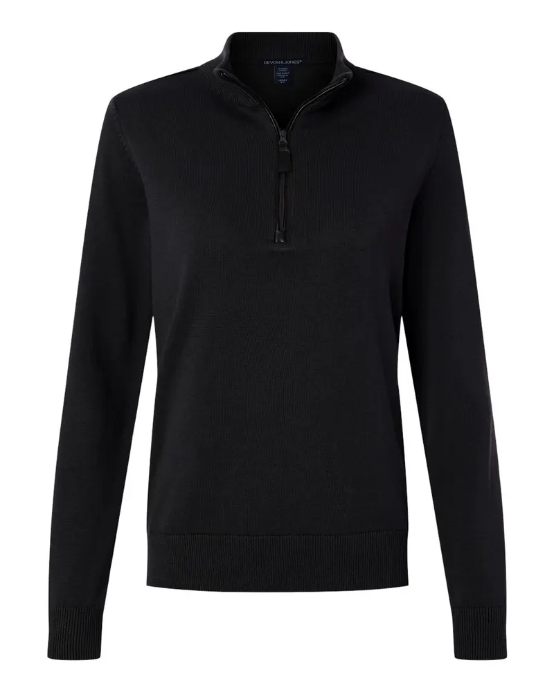 Devon & Jones Devon & Jones Women's New Classics Quarter-Zip Sweater — Black