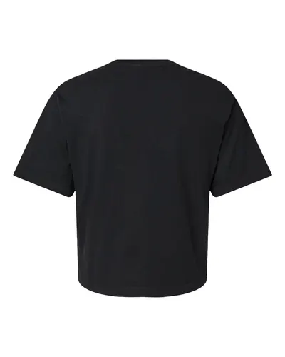 American Apparel American Apparel Women's Fine Jersey Mid-Length Boxy Tee in Black, back view