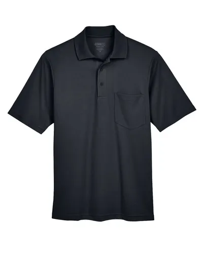 CORE365 CORE365 Men's Origin Performance Piqué Polo with Pocket in Black, front view