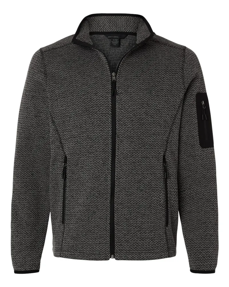 North End North End Men's Jasper Jacquard Full-Zip Fleece Jacket — Black/ Grey