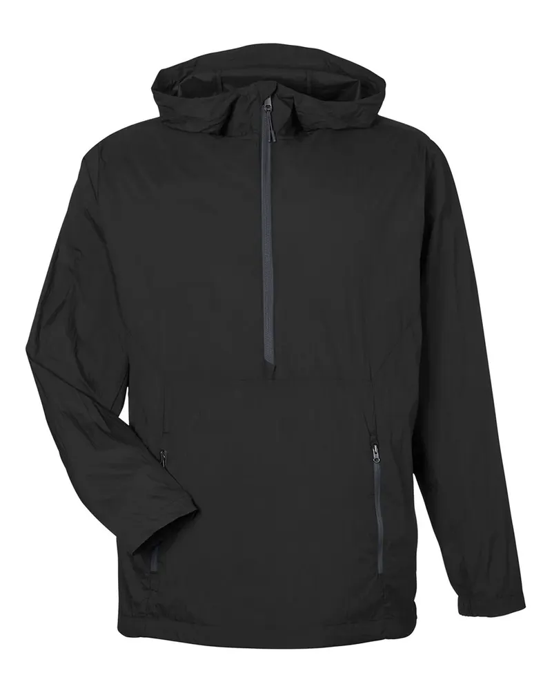 North End North End Men's Aura Lightweight Packable Anorak — Black/ Carbon