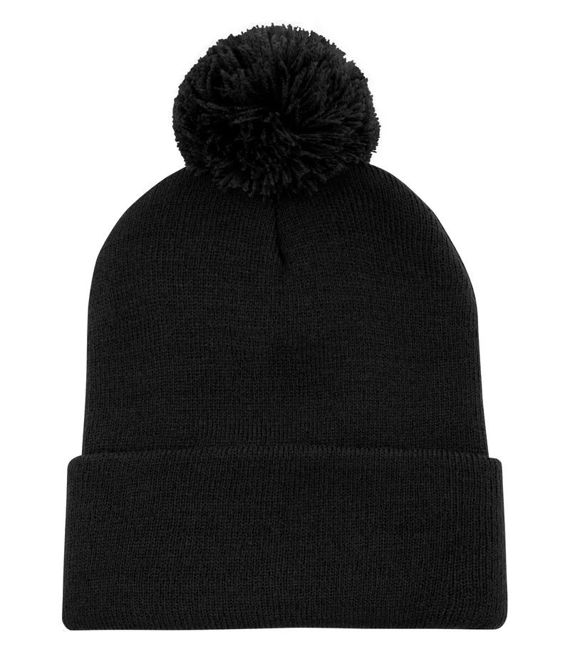 ATC™ Everyday Collection® ATC™ EVERYDAY POM POM CUFF TOQUE — Black