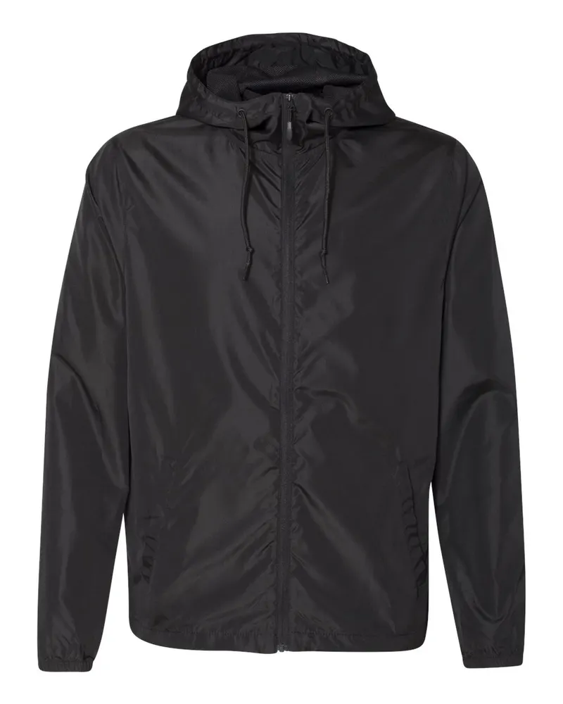 Independent Trading Co. Independent Trading Co. Men's Lightweight Windbreaker Full-Zip Jacket — Black