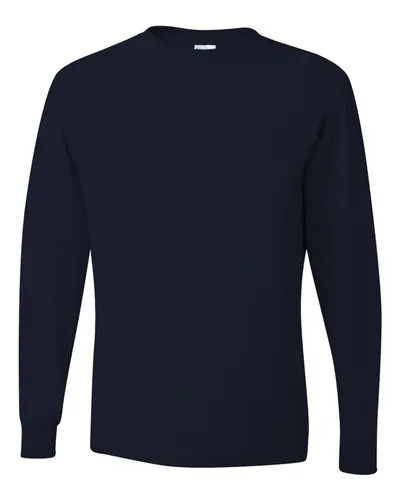 JERZEES JERZEES Unisex Dri-Power® Long Sleeve 50/50 T-Shirt in J. Navy, front view