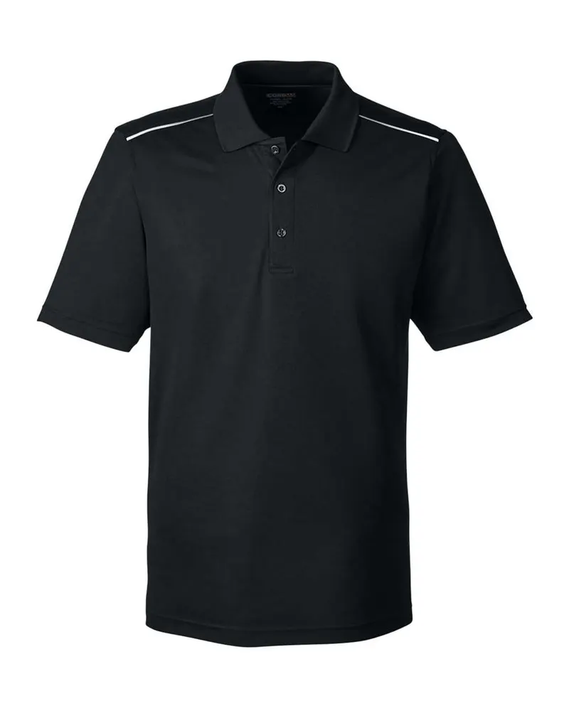 CORE365 CORE365 Men's Radiant Performance Piqué Polo with Reflective Piping — Black