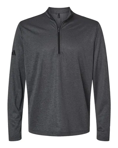 Adidas Adidas Men's Space Dyed Quarter-Zip Pullover in Black Melange, front view