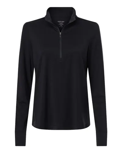 North End North End Women's JAQ Stretch Performance Quarter-Zip in Black/ Carbon, front view