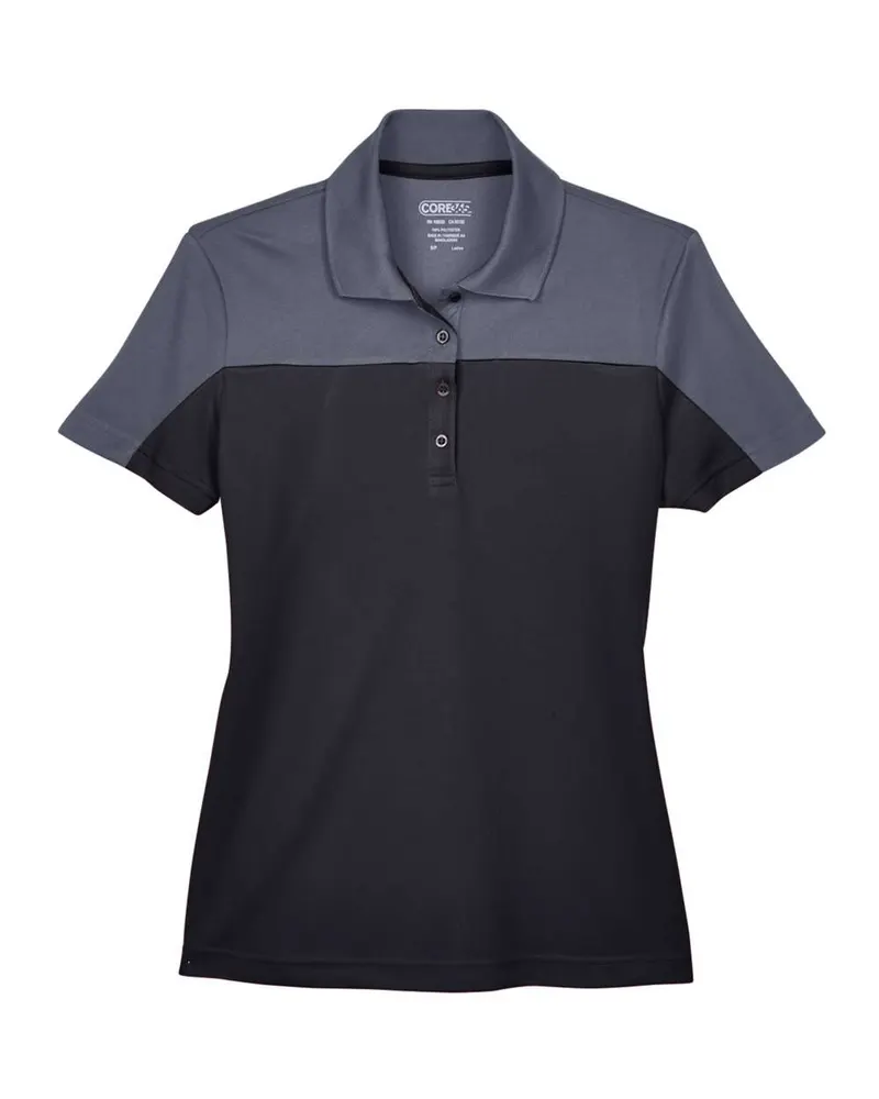 CORE365 CORE365 Women's Balance Colorblock Performance Piqué Polo — Black/ Carbon