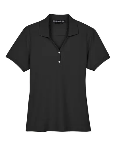 Devon & Jones Devon & Jones Women's Pima Piqué Polo in Black, front view