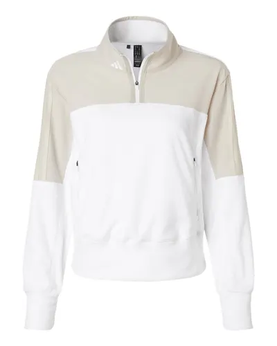Adidas Adidas Women's Fleece Quarter-Zip Pullover in Alumina, front view