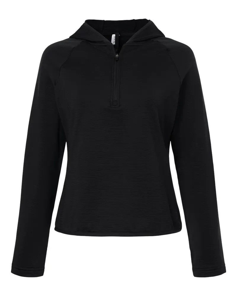 Team 365 Team 365 Women's Qualify Quarter-Zip Hooded Pullover — Black