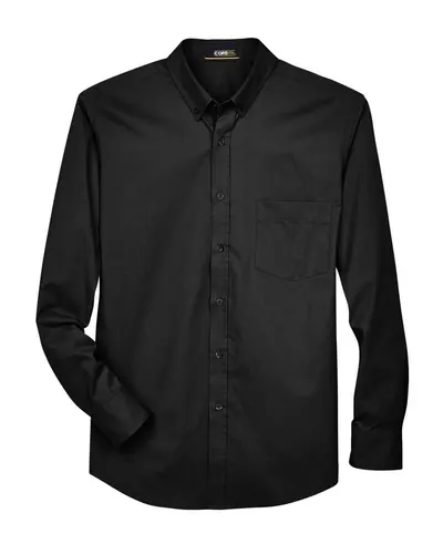 CORE365 CORE365 Men's Operate Twill Dress Shirt in Black, front view