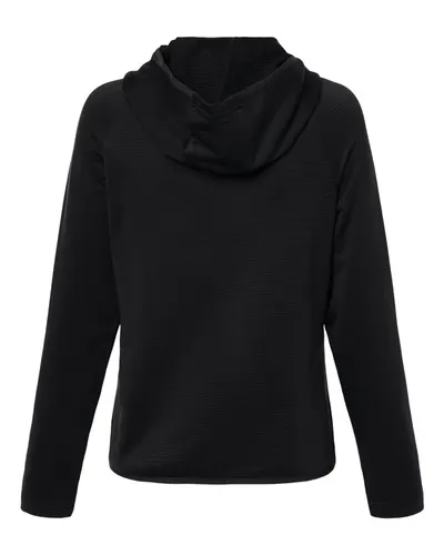 Team 365 Team 365 Women's Qualify Quarter-Zip Hooded Pullover in Black, back view