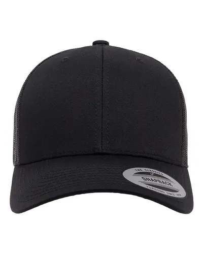 YP Classics YP Classics Retro Trucker Cap in Black, front view