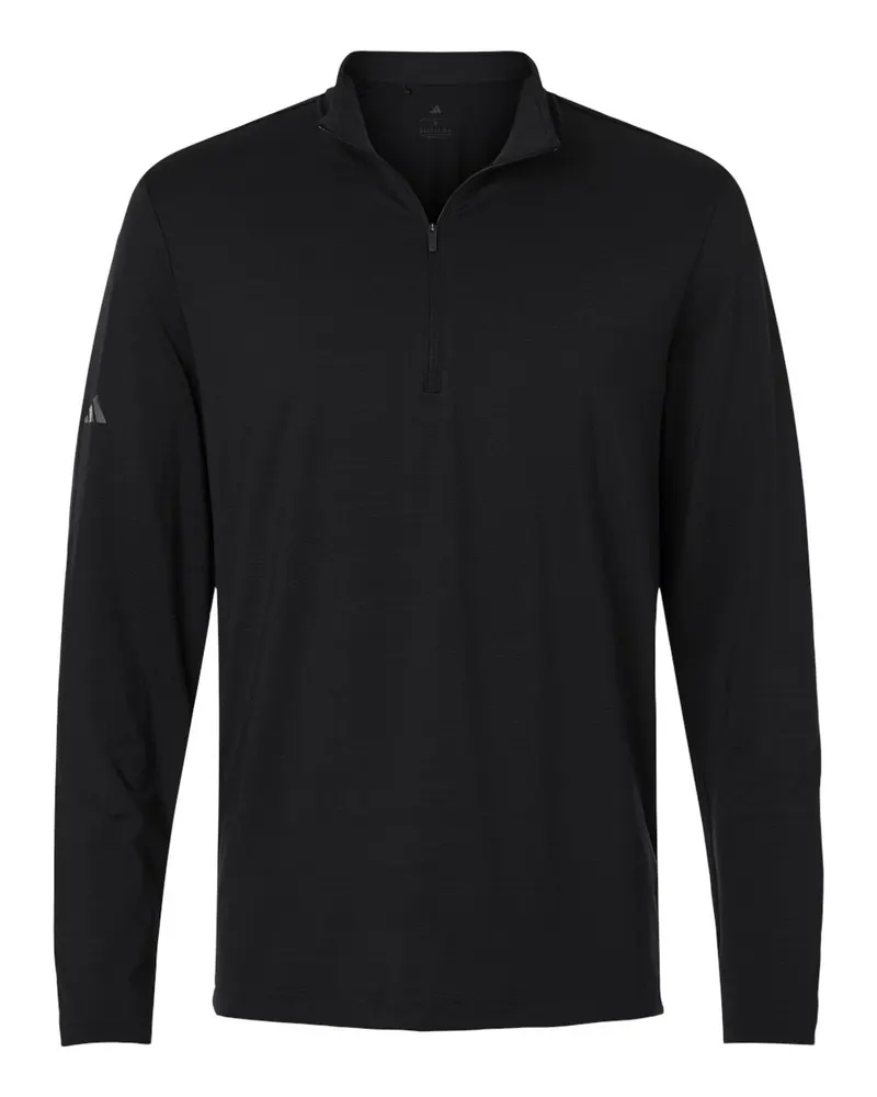 Adidas Adidas Men's Textured Stripe Quarter-Zip Pullover — Black