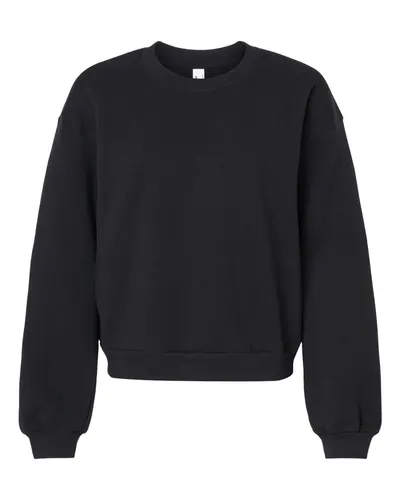 American Apparel American Apparel Women's ReFlex Fleece Crewneck Sweatshirt in Black, front view