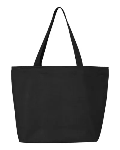 Q-Tees Q-Tees 25L Zippered Tote in Black, front view