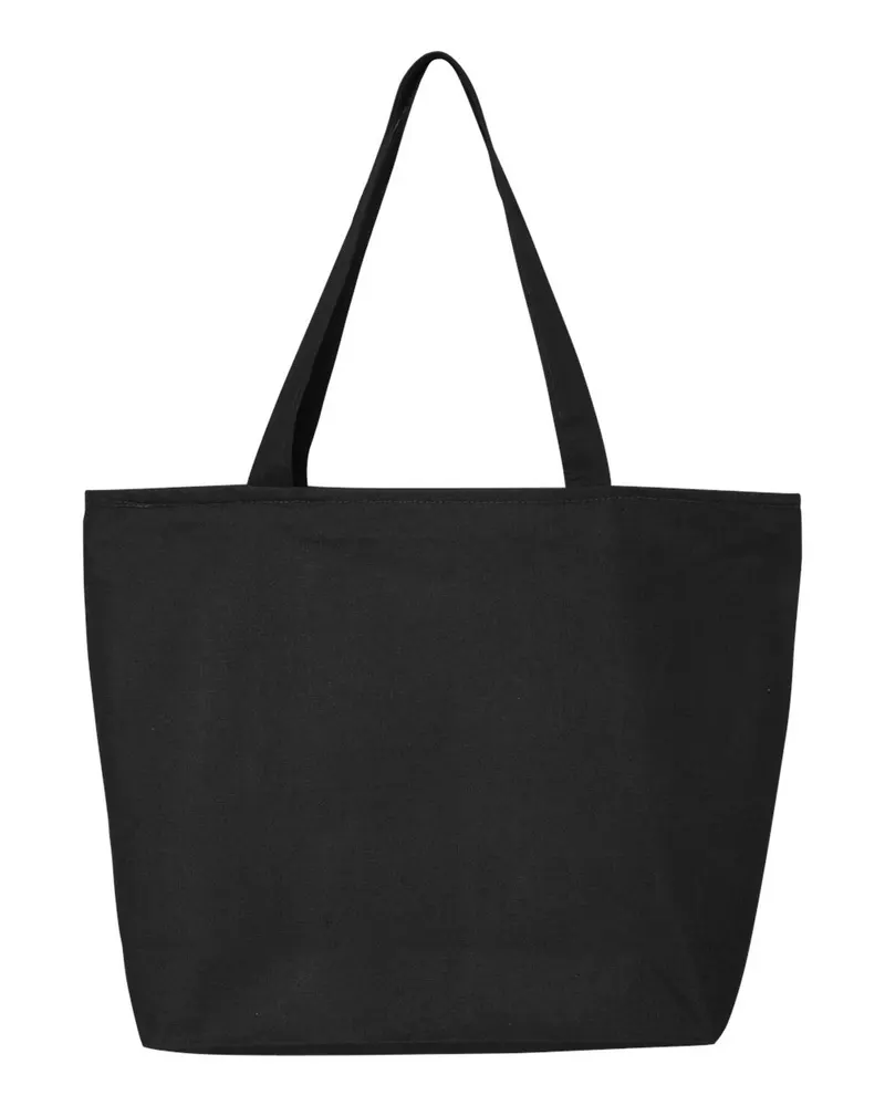 Q-Tees Q-Tees 25L Zippered Tote — Black