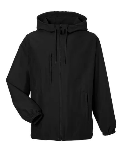 Harriton Harriton Unisex Flex Twill Hooded Jacket in Black, front view