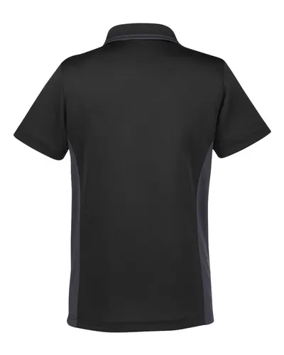 Harriton Harriton Women's Flash Snag Protection Plus IL Colorblock Polo in Black/ Dark Charcoal, back view