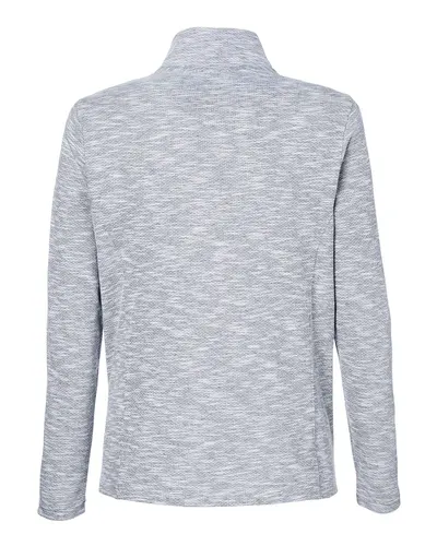 North End North End Women's Eclipse Jacquard Quarter-Zip Pullover in Black Heather, back view