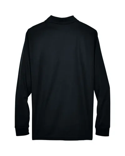 CORE365 CORE365 Men's Pinnacle Performance Long Sleeve Piqué Polo in Black, back view