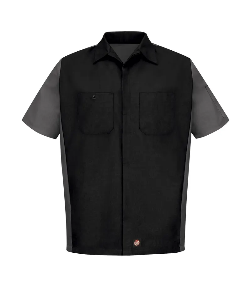 Red Kap® RED KAP® SHORT SLEEVE WOVEN CREW SHIRT — Black/Charcoal
